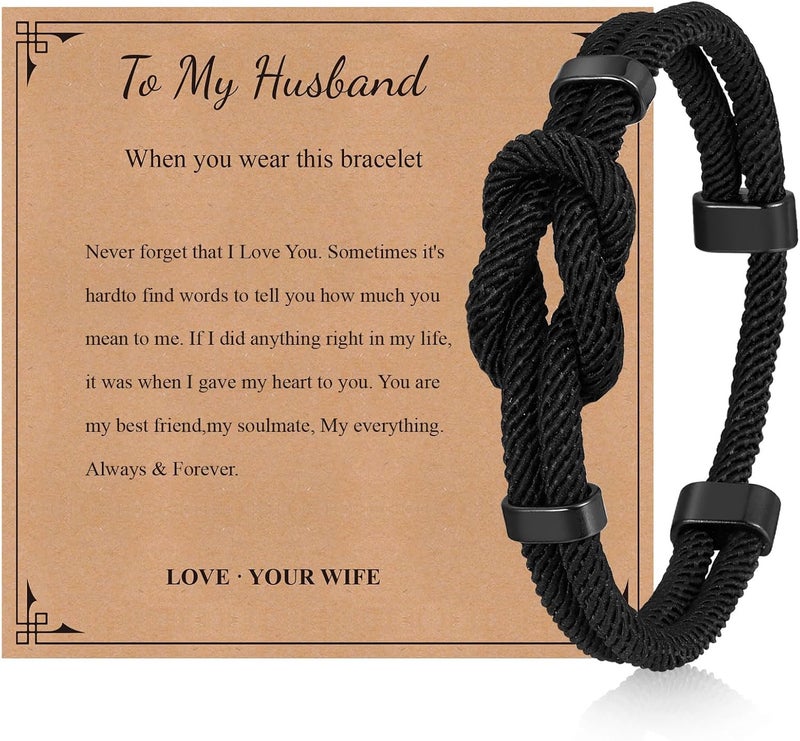 TempBeau Store Love Knot Bracelet Gift for Men - Braided Cord Rope Bracelets for Men,String Bracelet with Infinity Knot Anniversary Birthday Gifts - Image 1